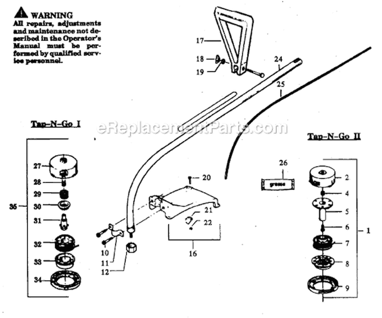 Page B Diagram and Parts List for YP115  Weed Eater Trimmer
